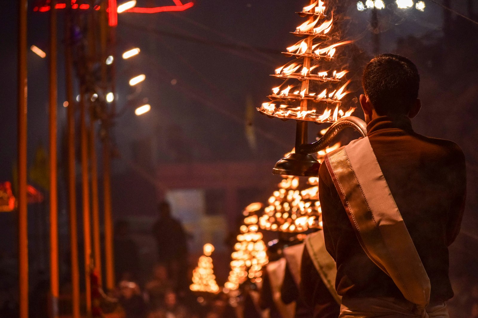 Ganga Aarti on the ghats of Varanasi, Uttar Pradesh